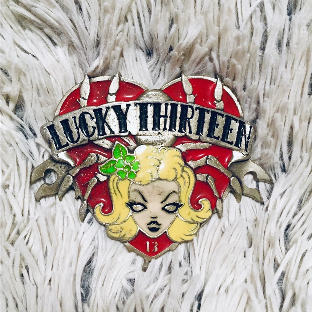 Lucky13 Apparel rockabilly spider babe belt buckle